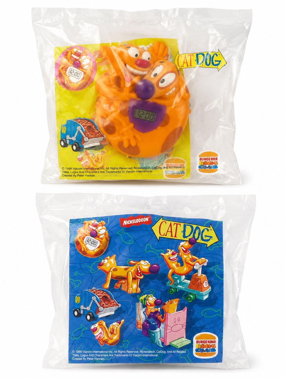 💖4/$20 💖Burger King Kids Club CatDog Digital Clock Toy sealed 1999 Nickelodeon